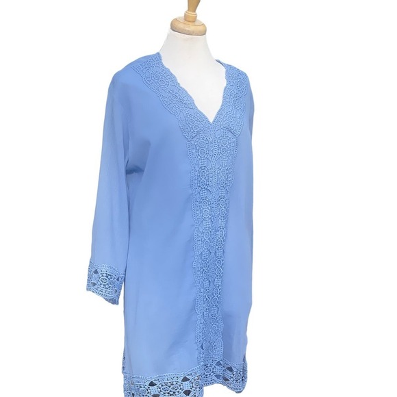 Isaac Mizrahi Daisy Swim Cover-Up in Grapemist Blue - Picture 2 of 16